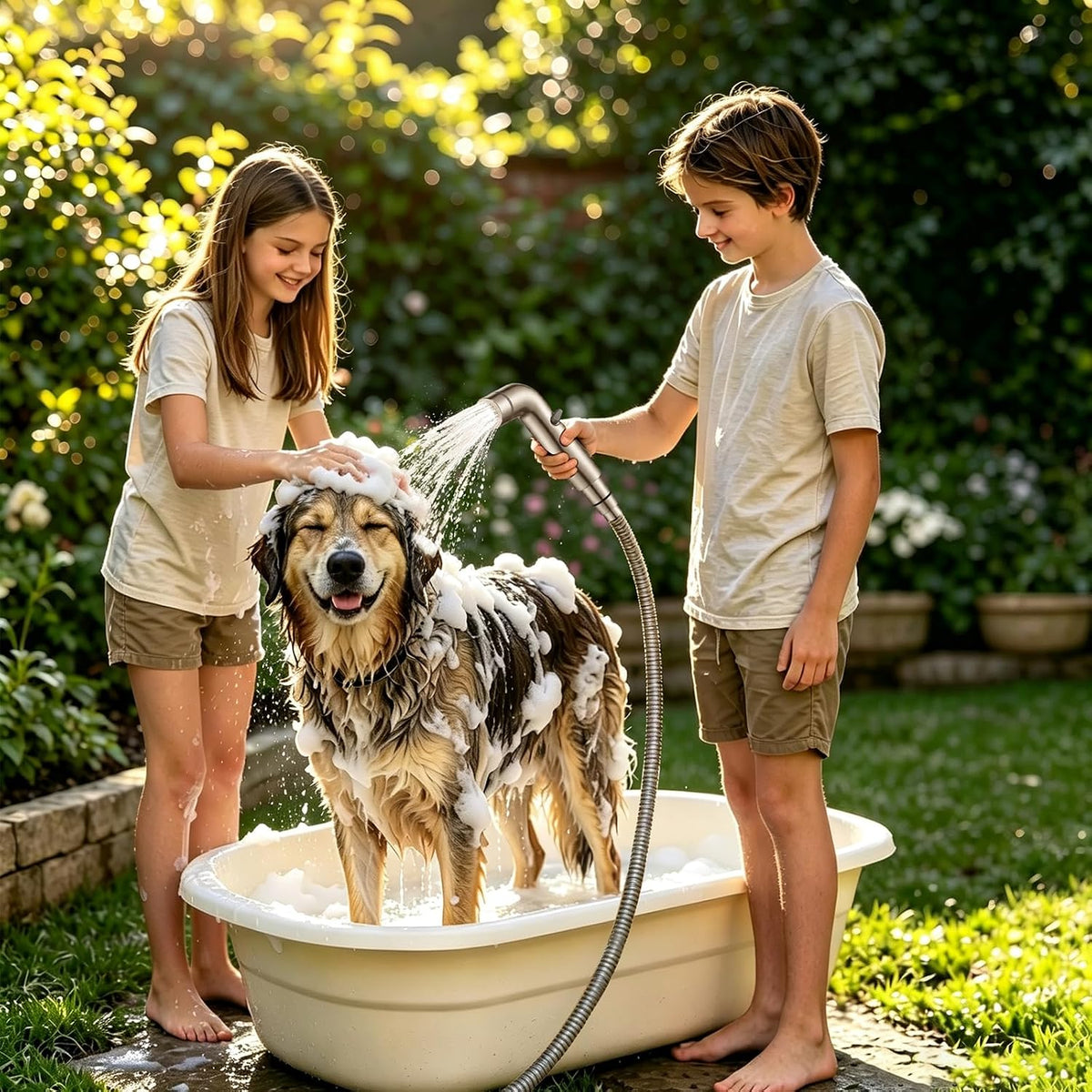 Dog Shower Attachment Metal - Gray / 3/4" Outdoor Faucet Adapter - image 2
