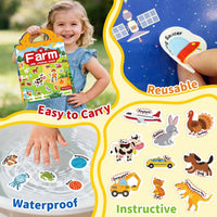 6 Sets Reusable Sticker Book for Toddlers 3-6 - Farm+Vehicles+Animal - image 4