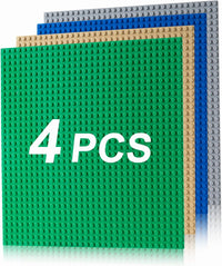 4 Pack Classic Baseplates, Building Plate for Building Bricks - Multicolored-4 Pcs