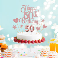 50th Birthday Cake Decorations - Rose Gold - image 3