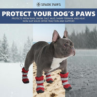 Spark Paws Dog Shoes, Waterproof Dog Boots for Medium to Large Dogs, Non Slip, Breathable Dog Booties and Paw Protectors - 4PCS Doggie Hiking Boots with Reflective Straps - Red, Size 1