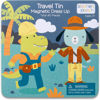 Stephen Joseph Travel TIN Magnetic Dress UP Bunny and CAT – Fun for Kids & Family - Dino and Dog