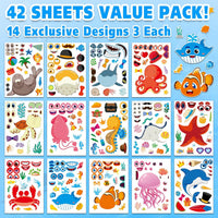 48 Fall Make-a-Face Sticker Sheets for Kids - Ocean Animals - image 2