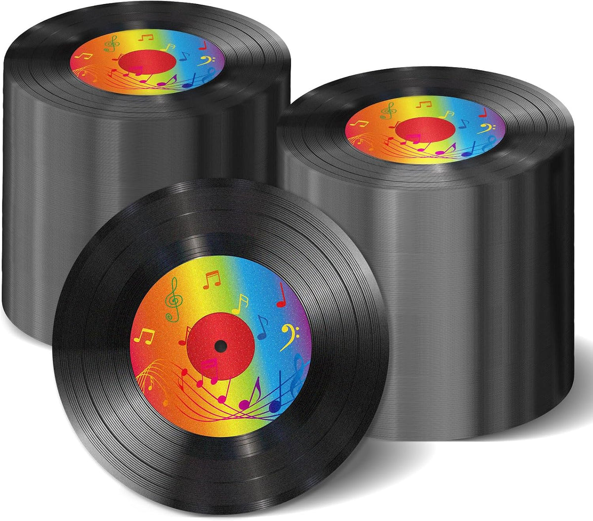 ZOIIWA vinyl record themed paper napkins with colorful music note logo, 50 pack