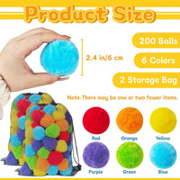 Zddaoole 120 large craft pom poms in red, blue, green, purple, orange and yellow - view 5