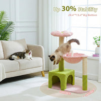 Flower Cat Tree with Large Metal Frame Hammock - 35" Upgraded Flower Cat Tree / Pink - image 3