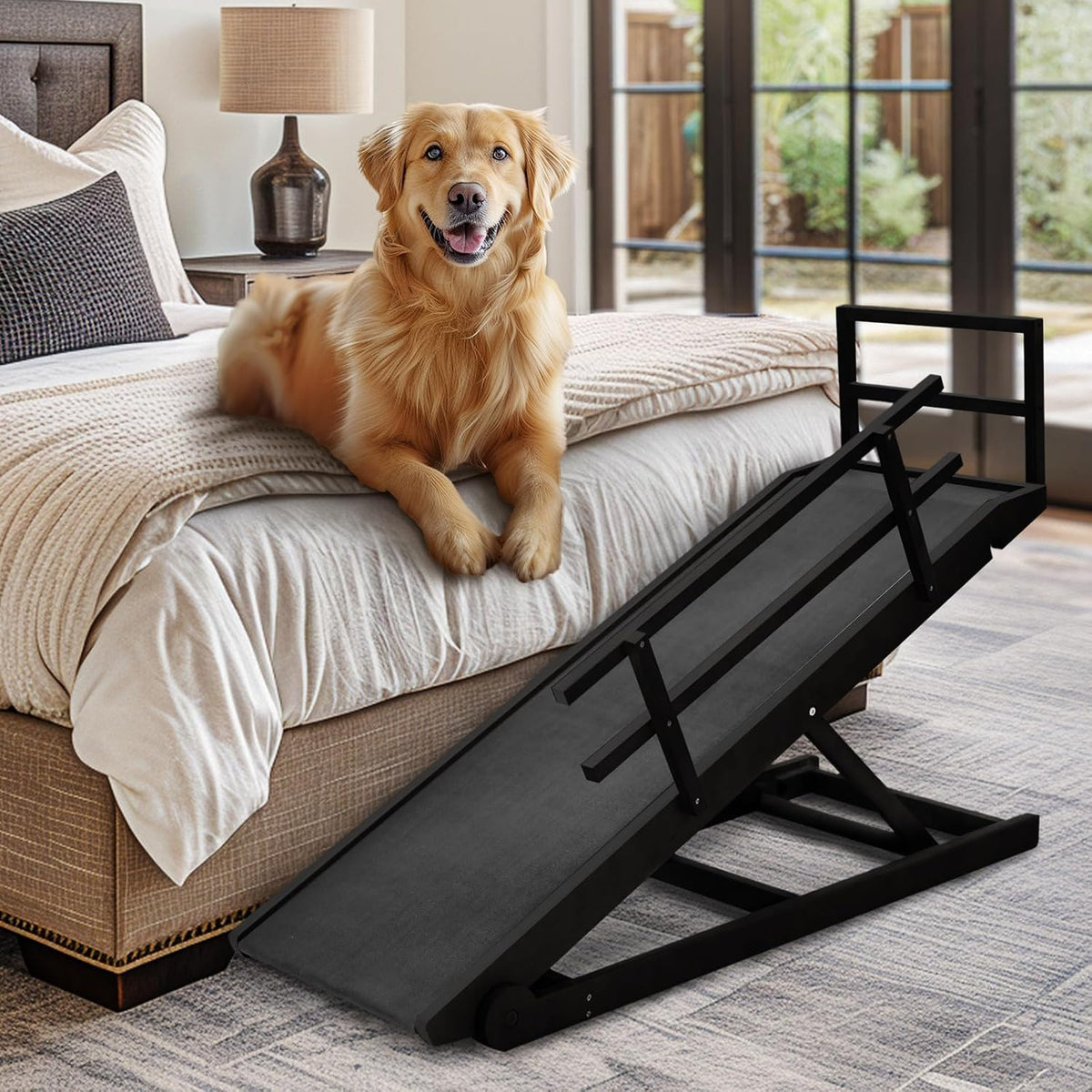 Dog Ramp for Bed & Couch, 46" Long Adjustable Wooden Pet Ramp for Bed – Essentials for Dogs