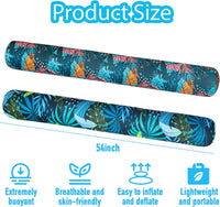 FindUWill 2-pack inflatable fabric-covered pool noodles in blue and green flower print - view 5