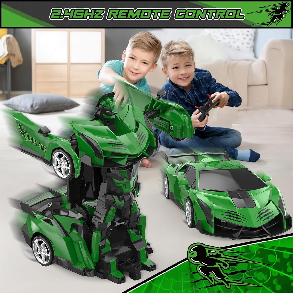 BLUEJAY Transform RC Cars for Boys 3-12 - Green - image 3