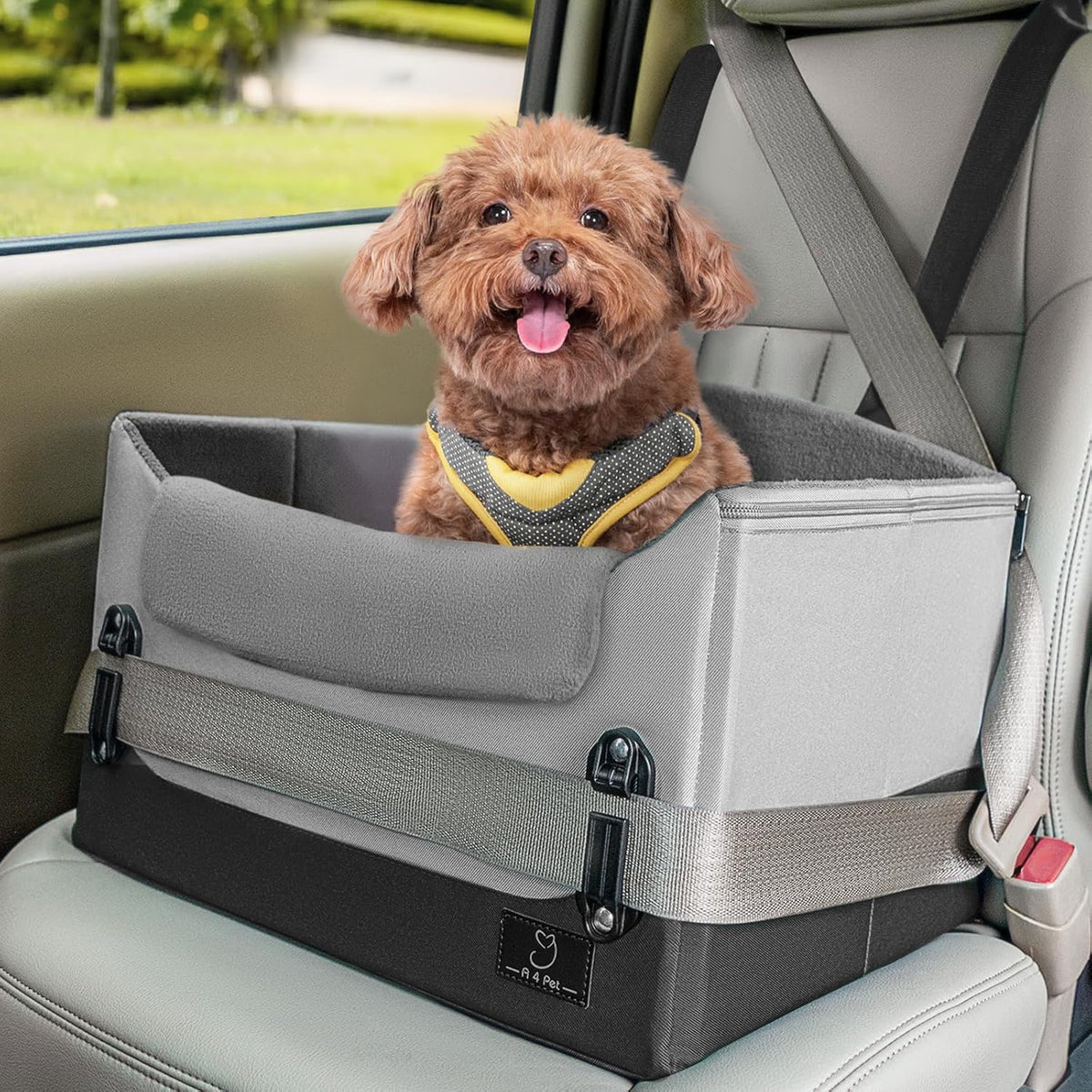 A 4 Pet Dog Car Seats for Small Dogs, Under 25 lbs - Grey / Small