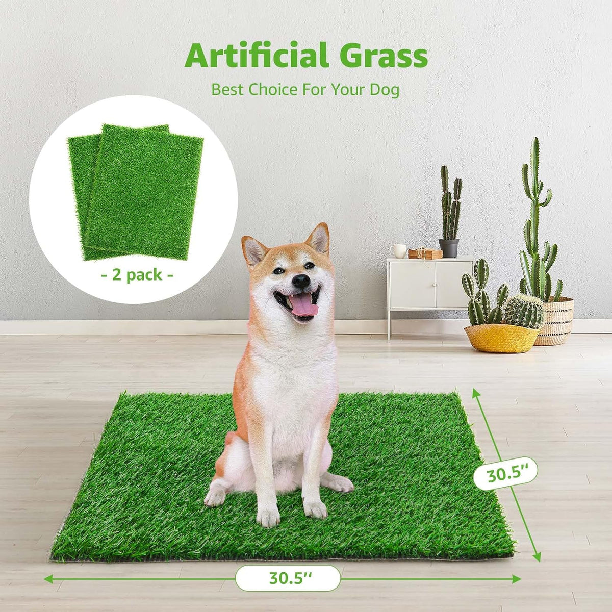 Dog Grass Pee Pads, 26''x 17'' - 30.5"x30.5" - image 2