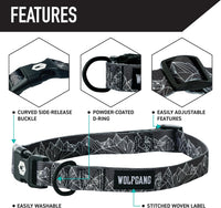 Wolfgang Heavy Duty, Adjustable Dog Collar with Quick Release Nylon Buckle for Walking & Training - Small (5/8 Inch x 8-12 Inch) / WolfMountain Print - image 3