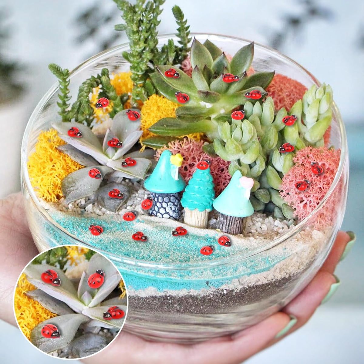 200pcs Mini Resin Ladybug Decor Tiny Ladybug for Crafts Dollhouse - 200pcs Mini Resin Ladybug - image 4