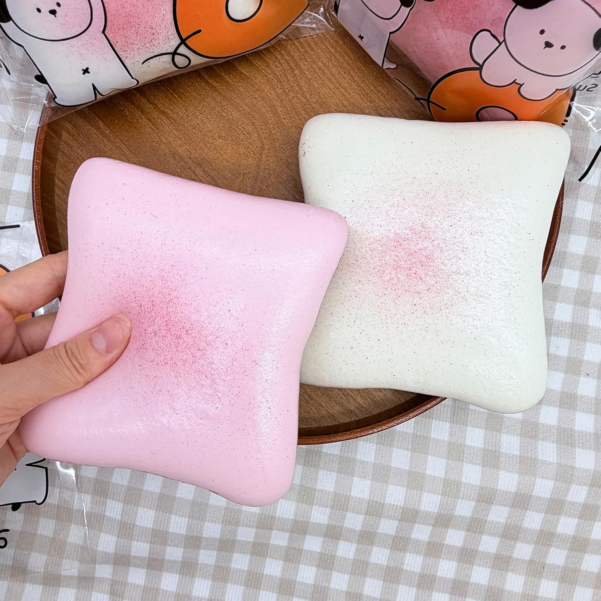 Bread Butter Squishy,Slow Rising Squishy，Stress Balls，Fidget Toy – Fun for Kids & Family - Pink and White - image 4