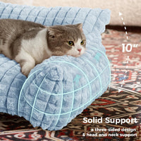 Cat Couch Bed with Fluffy Faux Rabbit Fur for Indoor Cats - Light Blue / Small: 24"L x 18"W x 10"Th - image 2