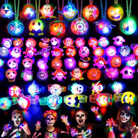 Tiaxidex 118-piece Halloween light up party favors with rings and necklaces