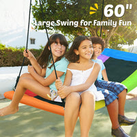 Trekassy 60" Platform Saucer Swing with Stand - Black Frame + Rainbow Swing / 440LBS & 6FT - image 4