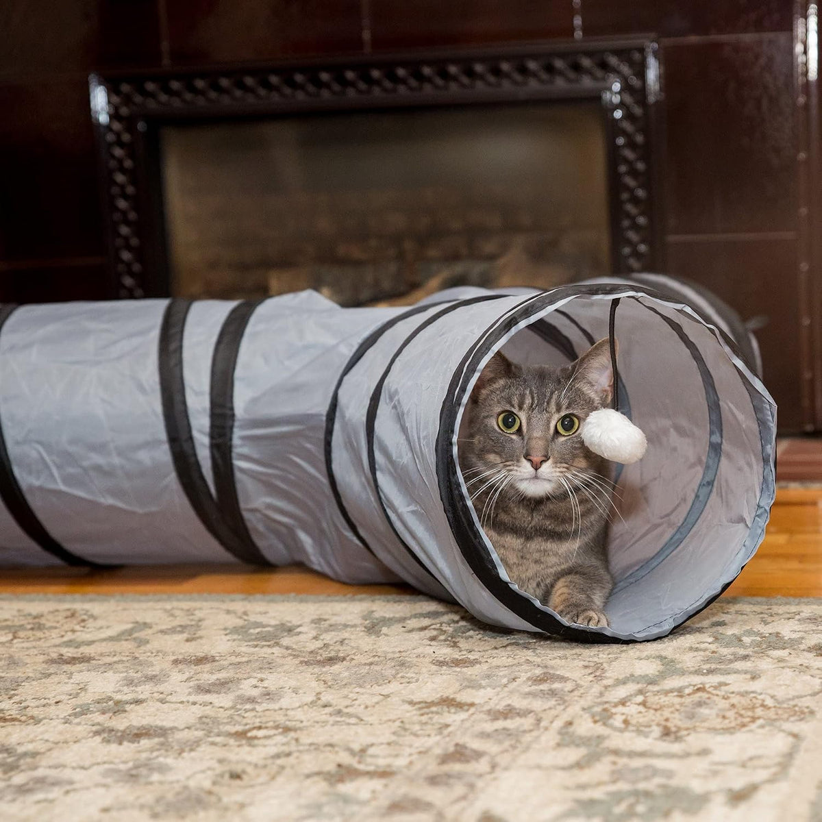 PetLike Cat Tunnel for Indoor Cats Collapsible Pop-up Pet Tube Peek - Y-Way / Grey - image 4