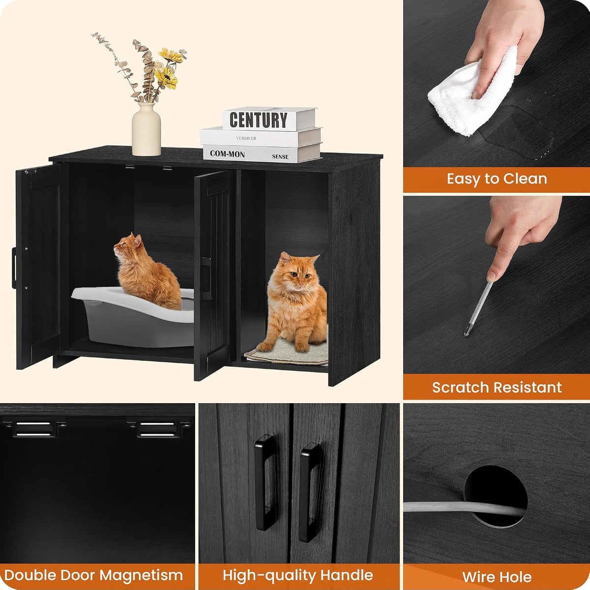Cat Litter Box Enclosure, with Scratching Mat - Dark Grey / 31.5"L x 19.7"W x 21.7"H - image 4