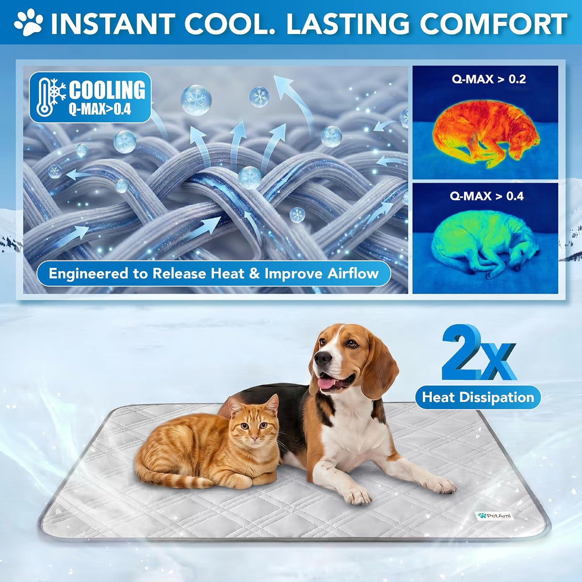 PetAmi Waterproof Dog Cooling Mat Pet Pad for Crate Couch Bed - Light Grey / Medium (29x40) - image 2
