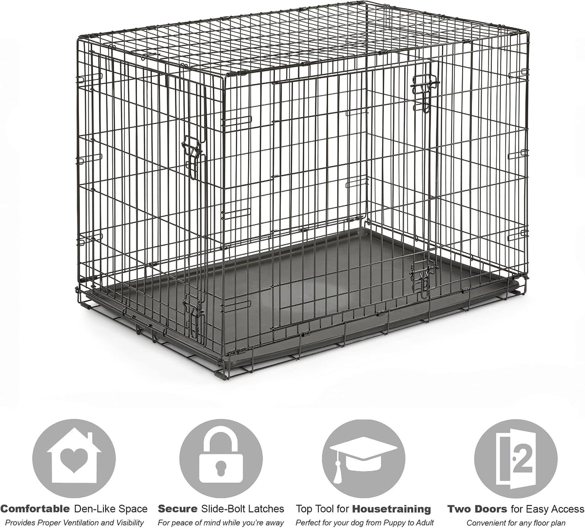 New World by Midwest 42-Inch Single Door Crate, for Large Breeds - Double Door - Black / Large (42"L) - image 3