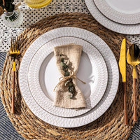 GBHOME Ceramic Dinnerware Sets,18 pcs Embossed Elegant Stoneware Plates and Bowls Sets, Housewarming Wedding Gift | Dishwasher & Microwave Safe | Dishes Set Service for 6