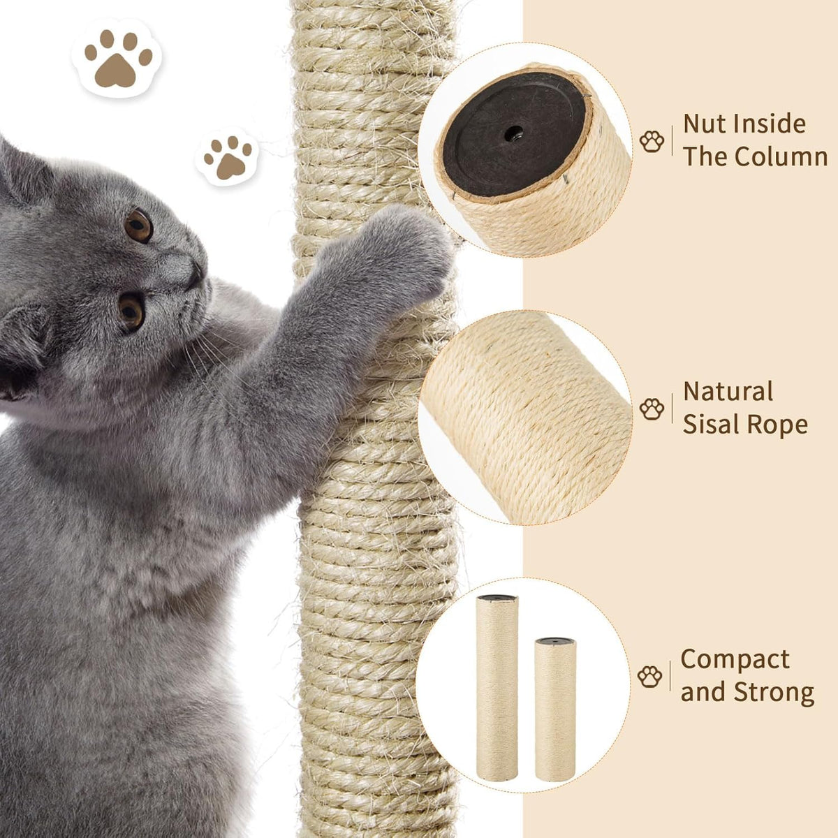 Cat scratching post replacement set with 2 sisal poles, M8 screws and Allen key - view 3