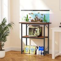 Snughome 10-30 Gallon Fish Tank Stand, Aquarium Stand 2-Tier Storage Shelves, Heavy Duty Terrarium Stand for Home Office Fish Tank Shelf, 30" L x 11.8" W x 30.7" H, Rustic Brown