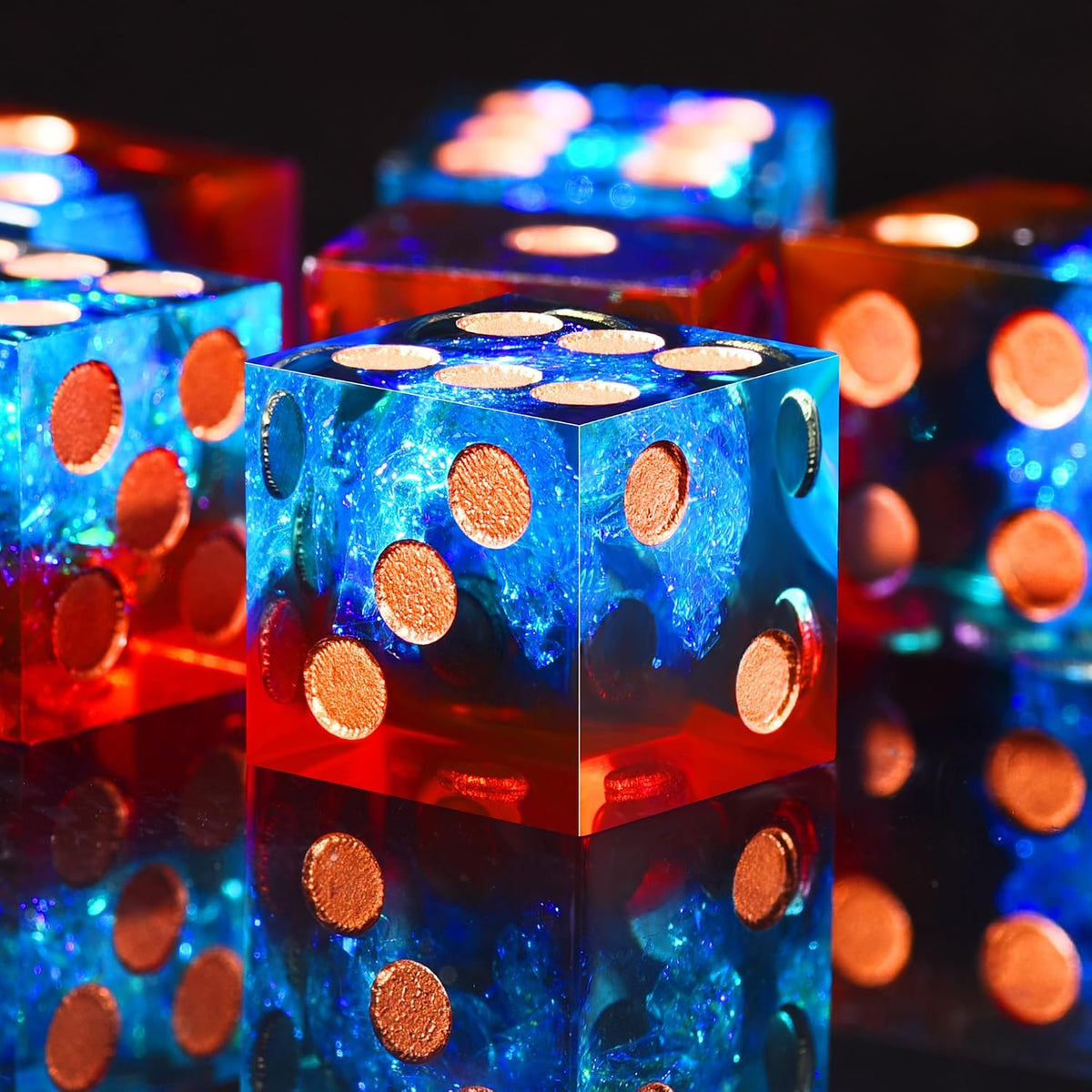 AUSTOR 6-piece 16mm sharp edge resin D6 dice set with metal case - view 3