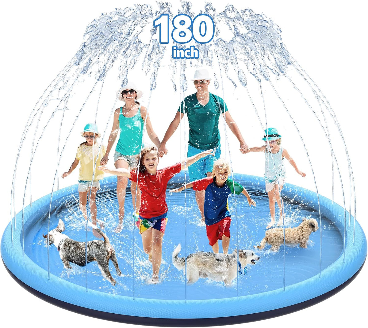 CACSPS non-slip splash pad for kids and dogs spraying water from a garden hose - view 4