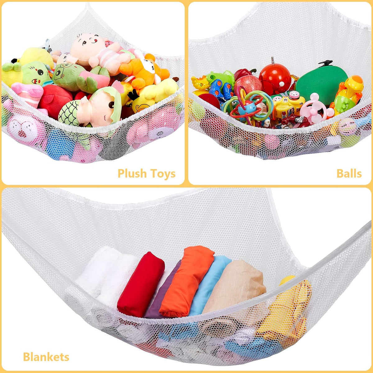 Stuffed Animal Net or Hammock, Stuffed Animal Net - White / 83in - image 3