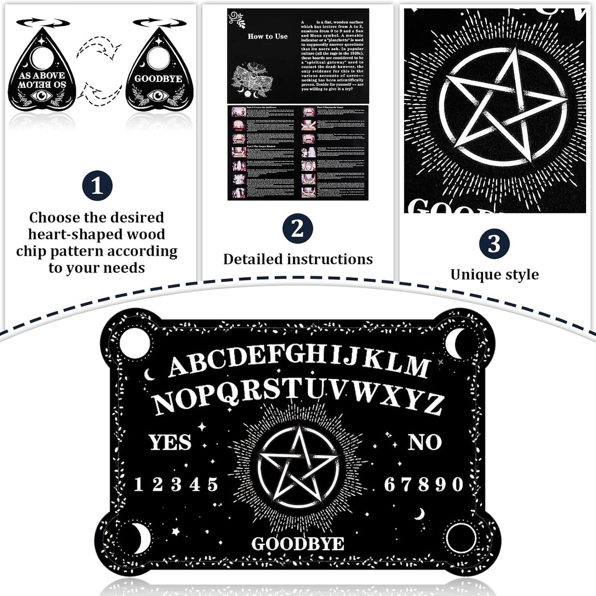 Threan Pendulum Board with Amethyst Pendulum Star Style Planchette Set – Fun for Kids & Family - Star Style - image 3