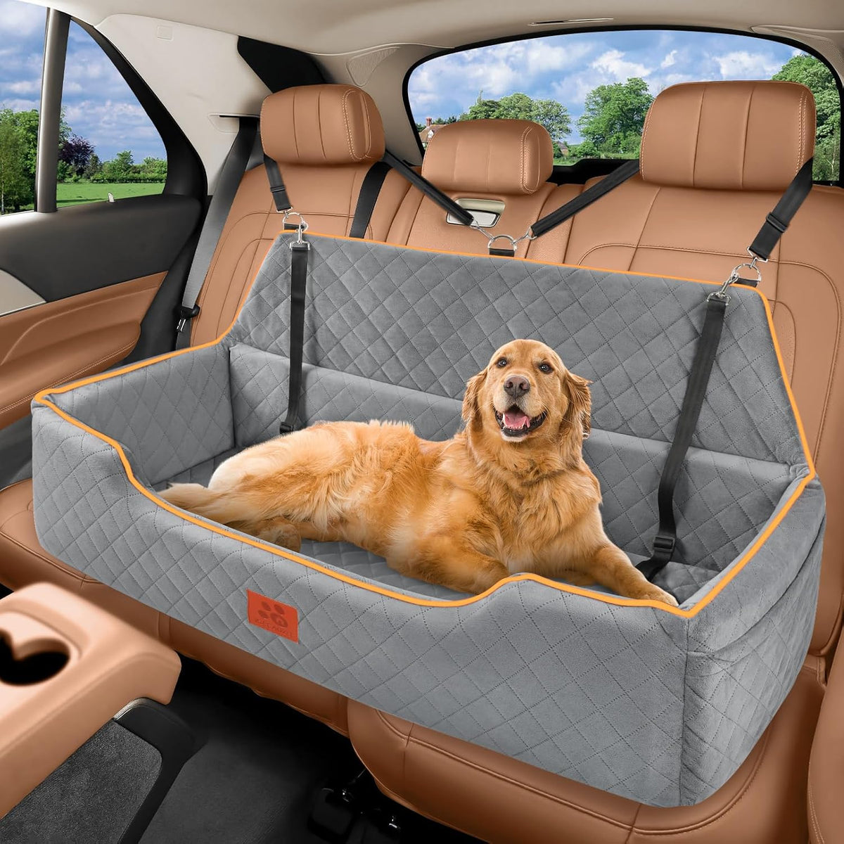 XIEEAOZEE Large Dog Car Seat for Pets Under 100 lbs - Gray