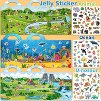 6 Sets Reusable Sticker Book for Toddlers 3-6 - Dinosaur+Ocean+Animal - image 3