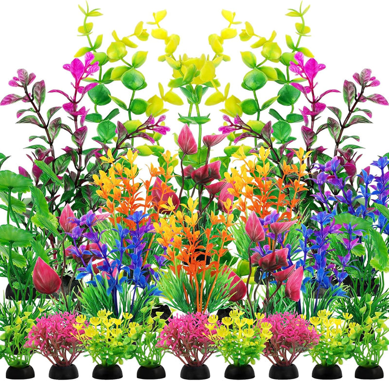 QUOZUO 25pcs Artificial Plant, Fish Tank Decorations Plants