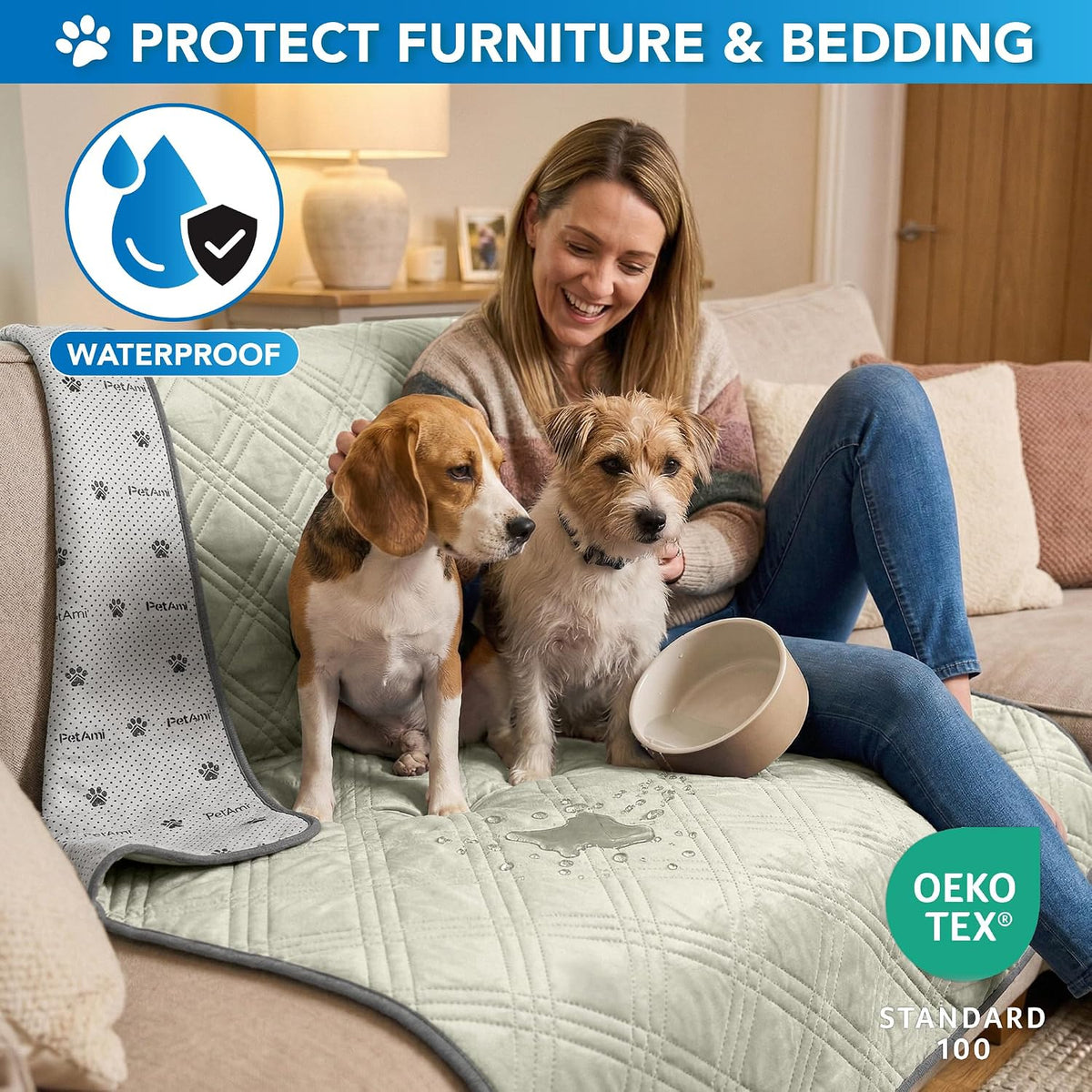 PetAmi Waterproof Dog Cooling Mat Pet Pad for Crate Couch Bed - Beige / Medium (29x40) - image 2