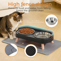 Elevated Cat Bowls Set - Raised Cat Food and Water Bowl Set with Non Slip Stand - Pet Feeding - Black - image 4