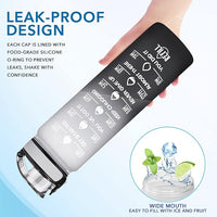 Enerbone Water Bottle, Leakproof BPA & Toxic Free, Motivational Water Bottle with Times to Drink and Straw, Fitness Sports Water Bottle with Strap for Office, Gym, Outdoor Sports
