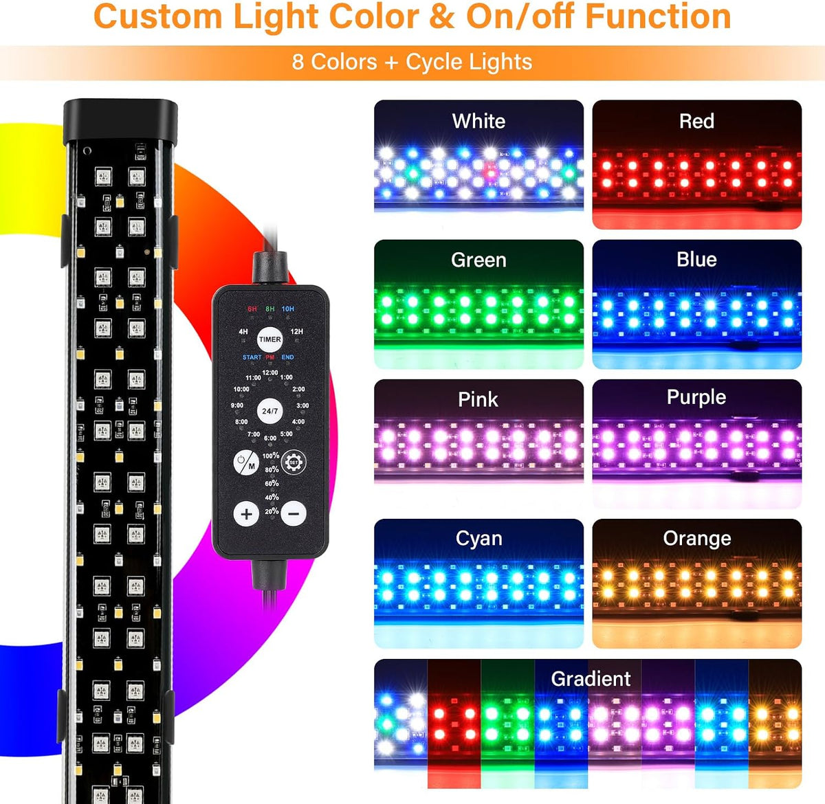 hygger Submersible LED Aquarium Light - 8in 8W - image 2