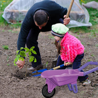 Qtioucp Kids Gardening Set with Wheelbarrow - Purple - image 3