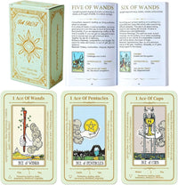 Erbacan beginner tarot cards deck with meanings printed on the cards, guidebook and green velvet pouch