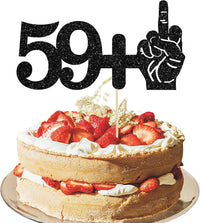 Ephlyn 1Pc 49+1 Black Glitter Cake Topper 50th Birthday Party Cake - 60th-1Pcs / Black