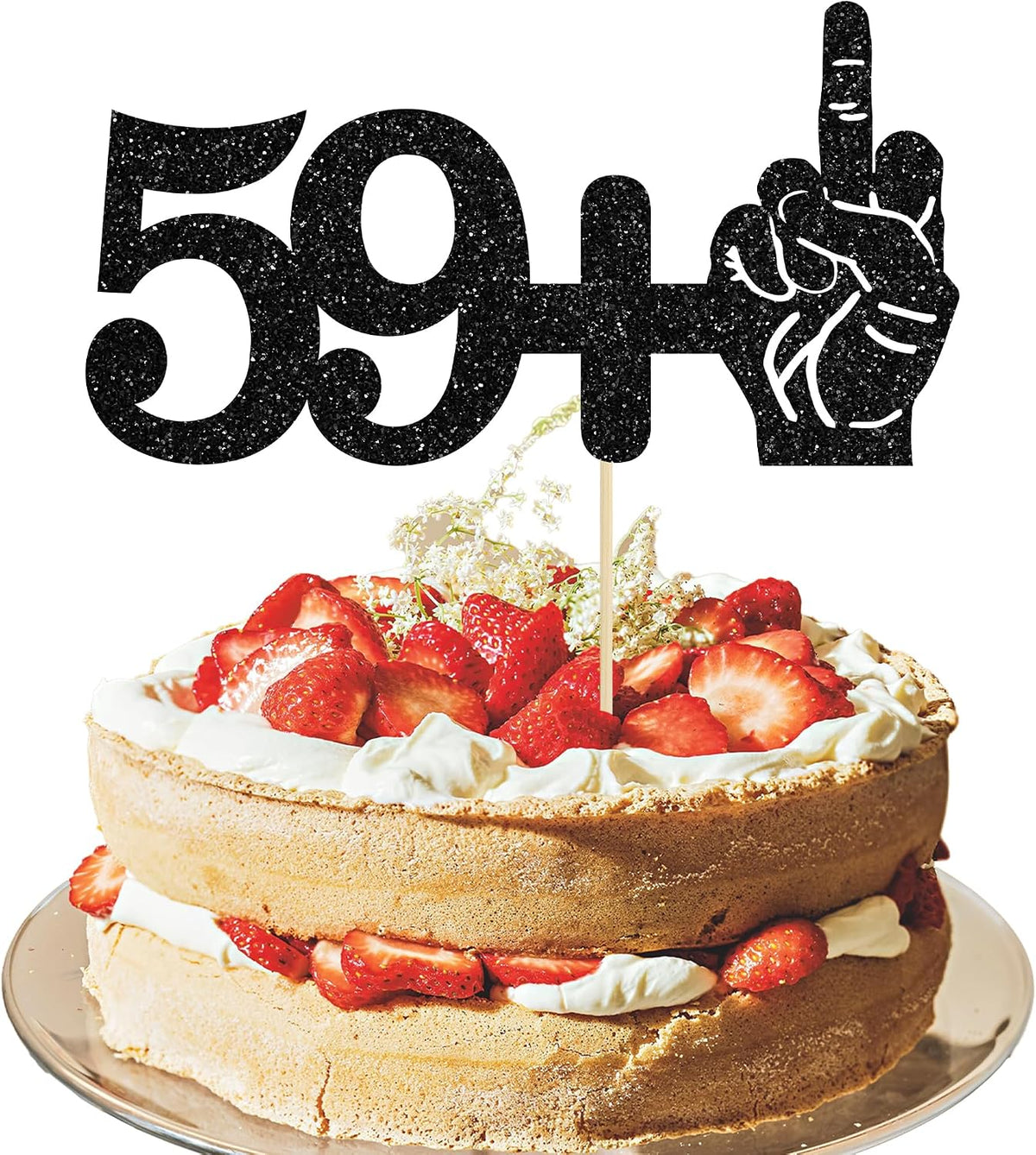 Ephlyn 1Pc 49+1 Black Glitter Cake Topper 50th Birthday Party Cake - 60th-1Pcs / Black