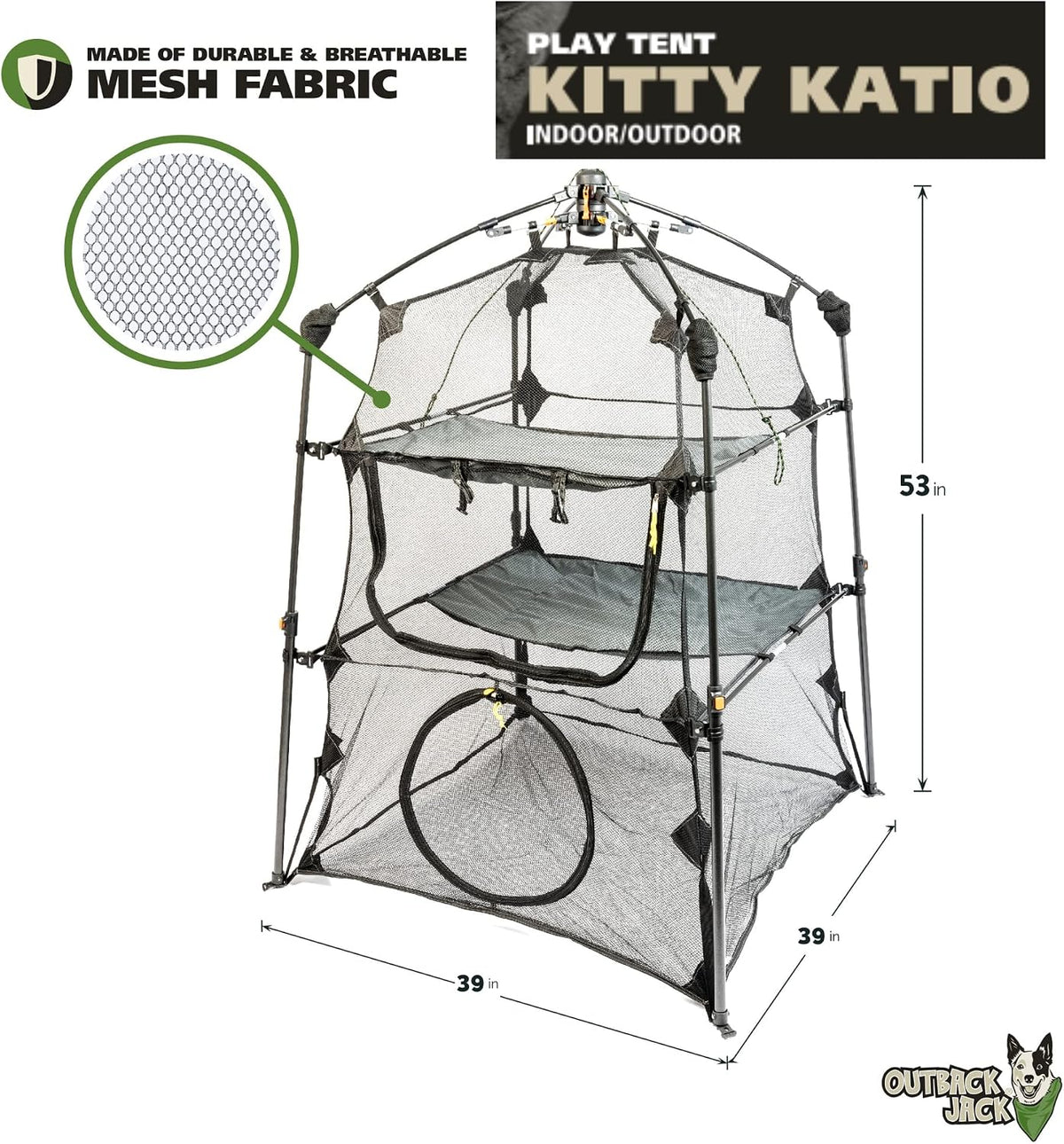 Cat Tent, Large Portable Playhouse for Outdoors and Indoors – Essentials for Cats - Kitty Katio Tower - image 3