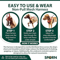 Sporn Extra Small Dog Harness No Pull - Easy & Adjustable for Growing Puppies, Lightweight, Breathable, Durable Nylon, Black Mesh Body, XS Size, Anti-Pull Dog Harness for Puppies & Small-Sized Breeds