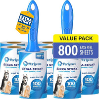 PetLovers Extra Sticky Lint Roller Ultimate Value Set 800 Sheets for Pet Hair Removal, Dog and Cat Lint Remover 8 Pack