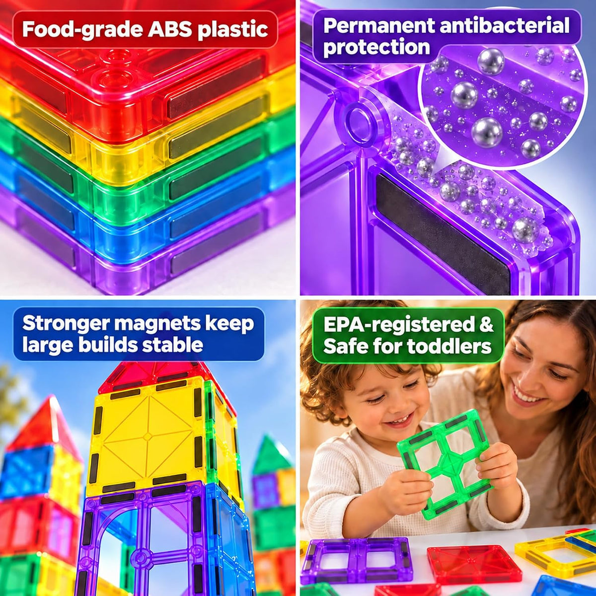 Antibacterial Magnetic Tiles - 142 PCS - image 2