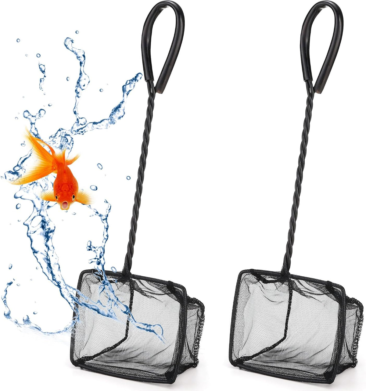 Mogoko 2 Pack Aquarium Net Fish Net Small Net Multi-Size Fine Mesh - 3. Black / 4 Inch