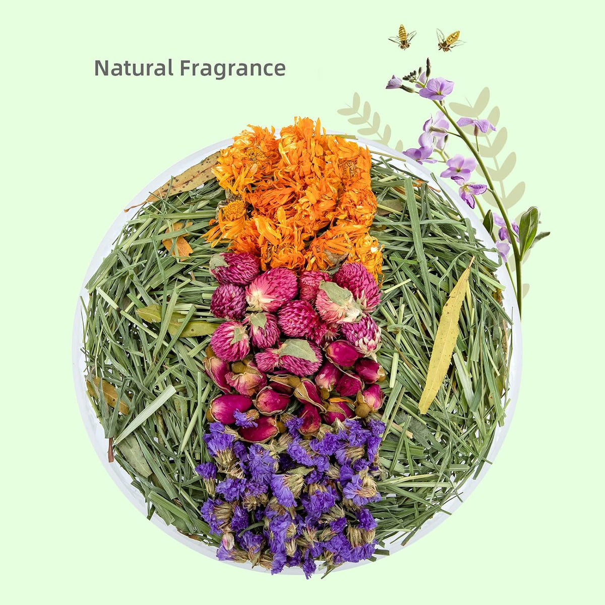 Niteangel Natural & Soft Hamster Bedding Mate: Air-Dried Flowers - Orchard Grass & Flower - image 3