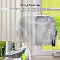 Cat Window Perch Cordless, Foldable & Stable Cat Beds - Faux Rabbit Fur-Large / Grey+Cream - image 4